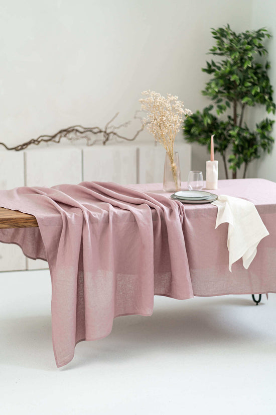 Dusty Rose linen tablecloth