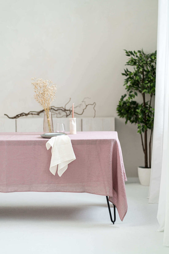 Dusty Rose linen tablecloth