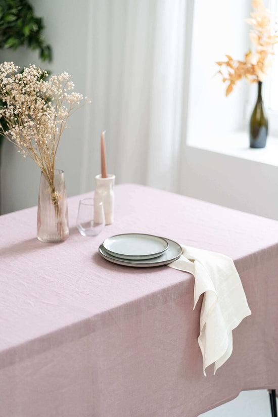 Dusty Rose linen tablecloth