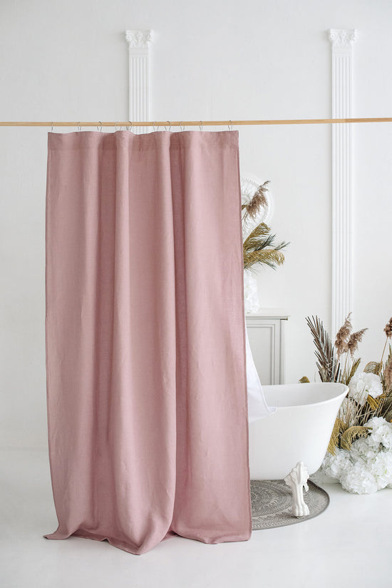 Dusty Rose waterproof linen shower curtain