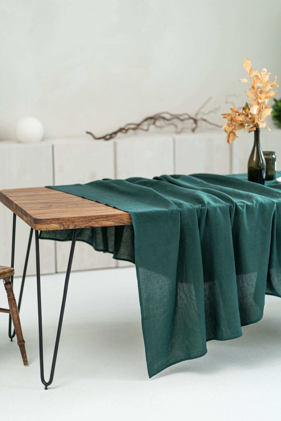 Emerald Green linen tablecloth