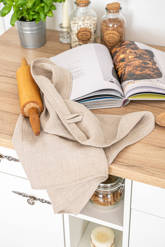 Set of 2 linen tea towels in Natural color