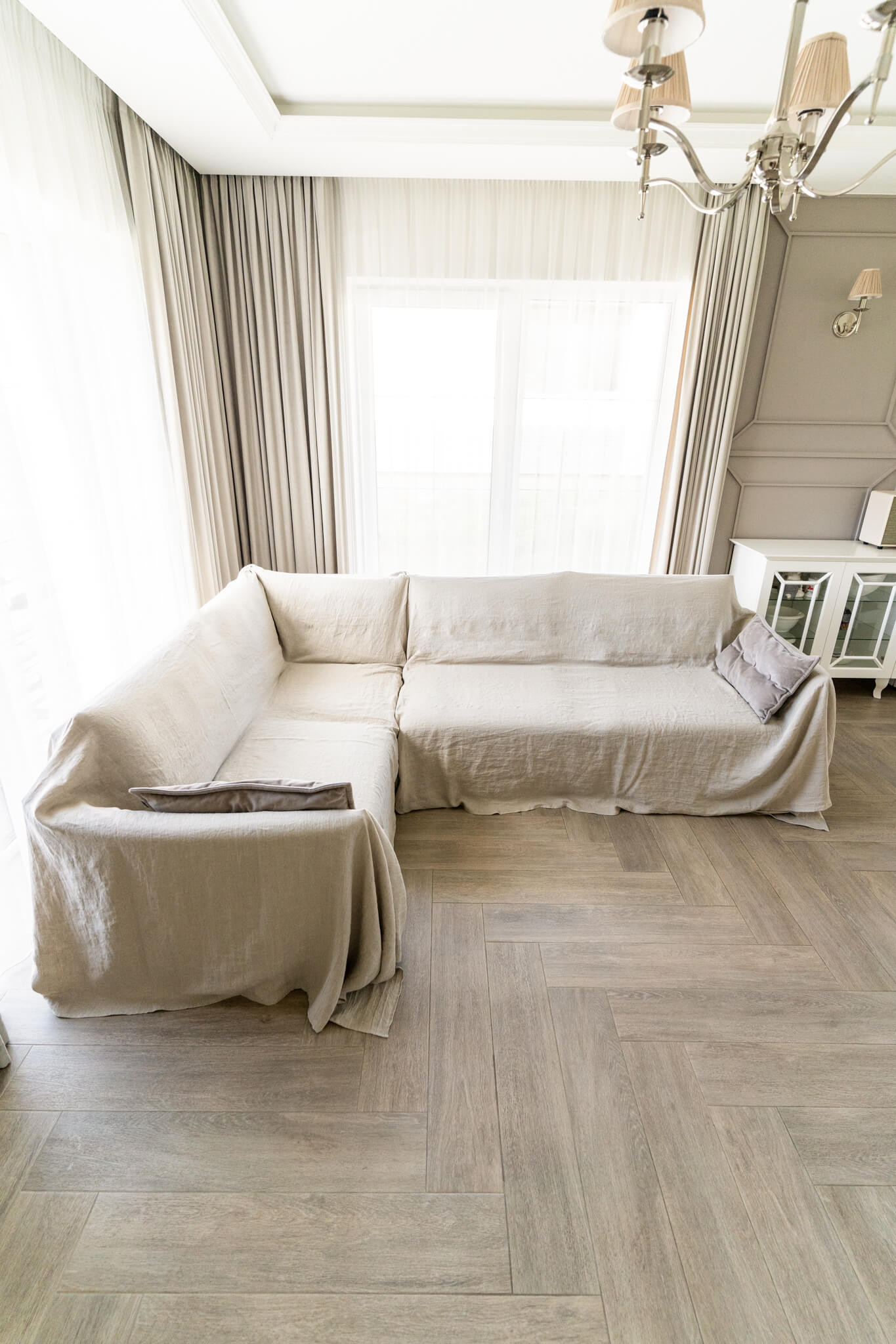 Linen couch cover for sectional sofa in various colors