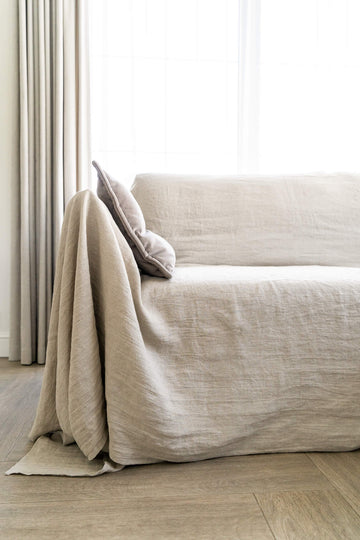 Linen couch cover for sectional sofa in various colors