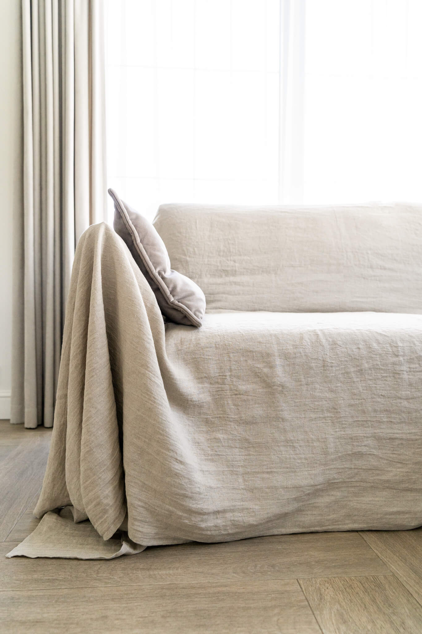 Linen couch cover for sectional sofa in various colors