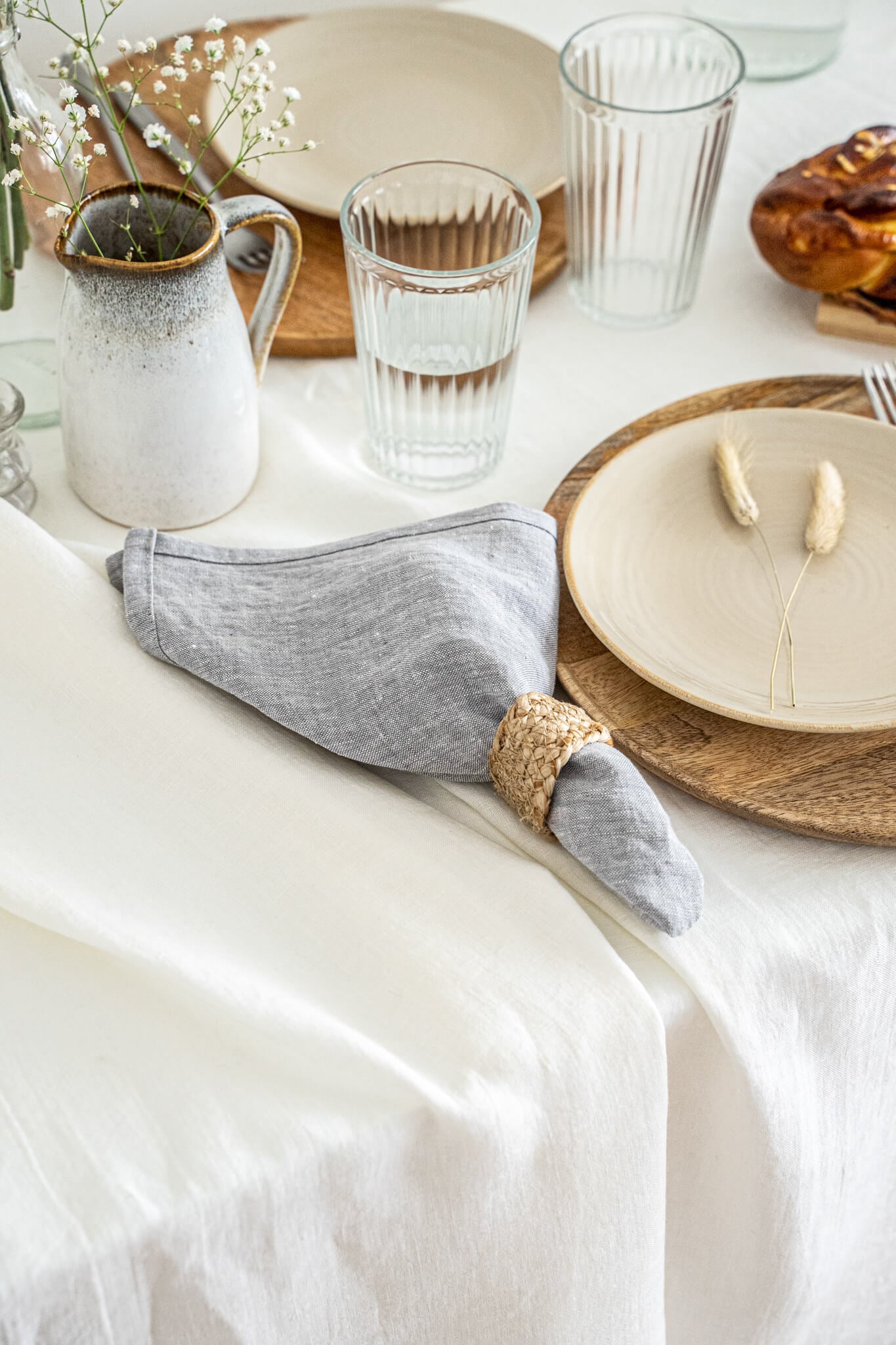 Linen napkins set in Melange Gray color