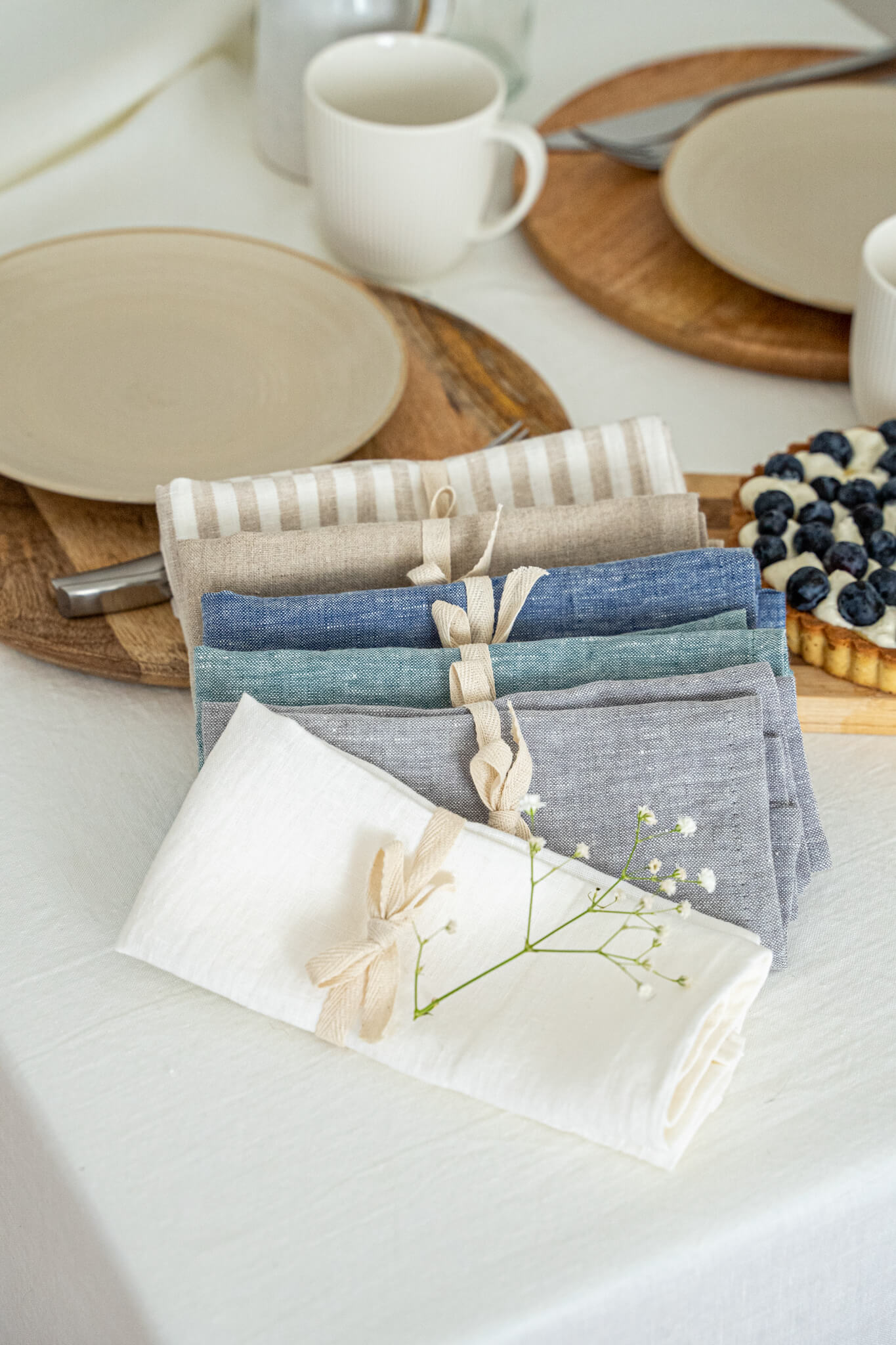 Linen napkins set in Melange Gray color