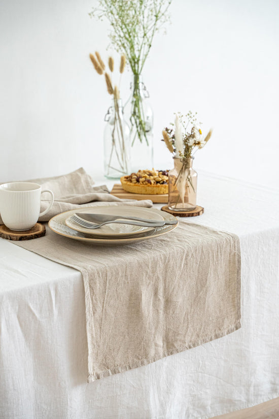 Linen table runners in various colors