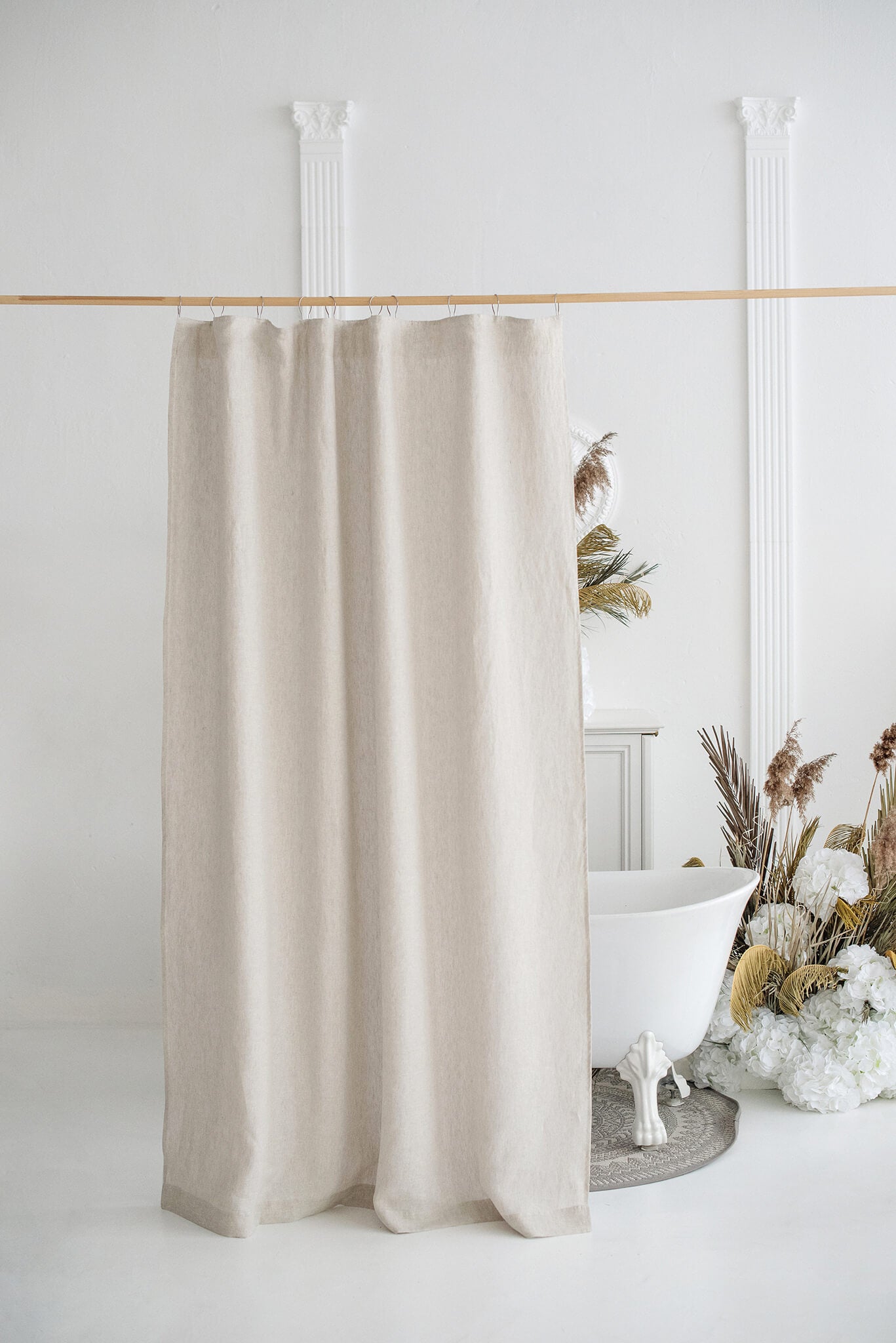 Linen Shower Curtain With Waterproof Lining In Natural Light Color Easy Crafts