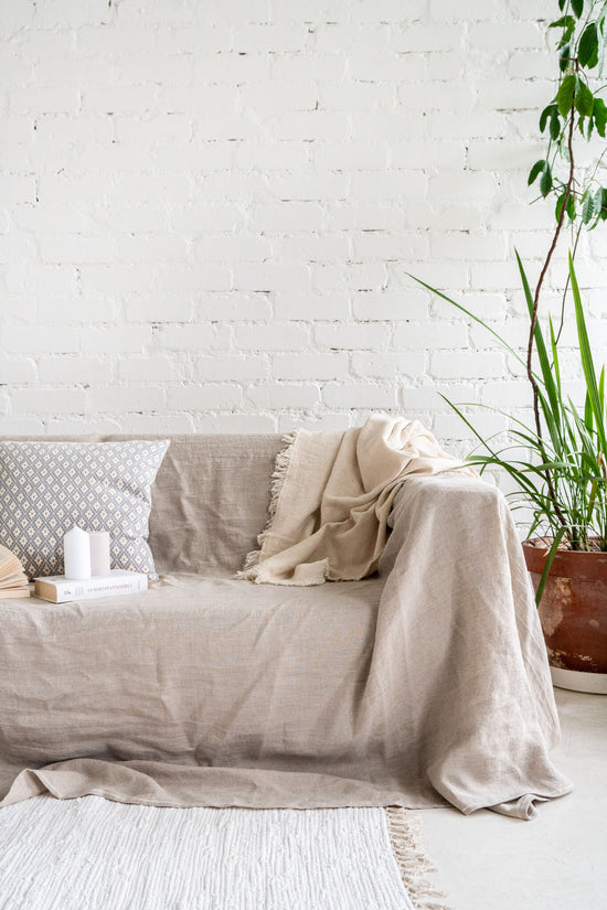 Natural linen slipcover for sofa