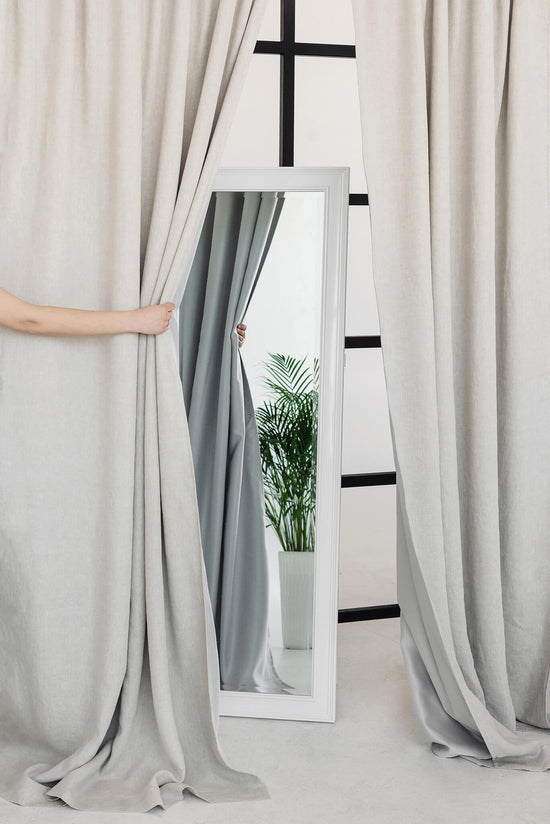 Set of 2 Natural Light blackout linen curtains (1 pair)
