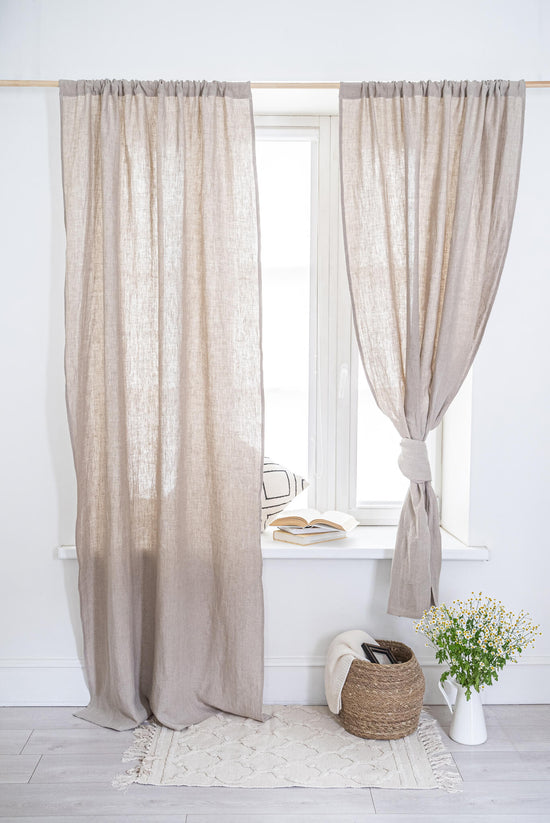 Set of 2 rod pocket linen curtains in various colors (1 pair)