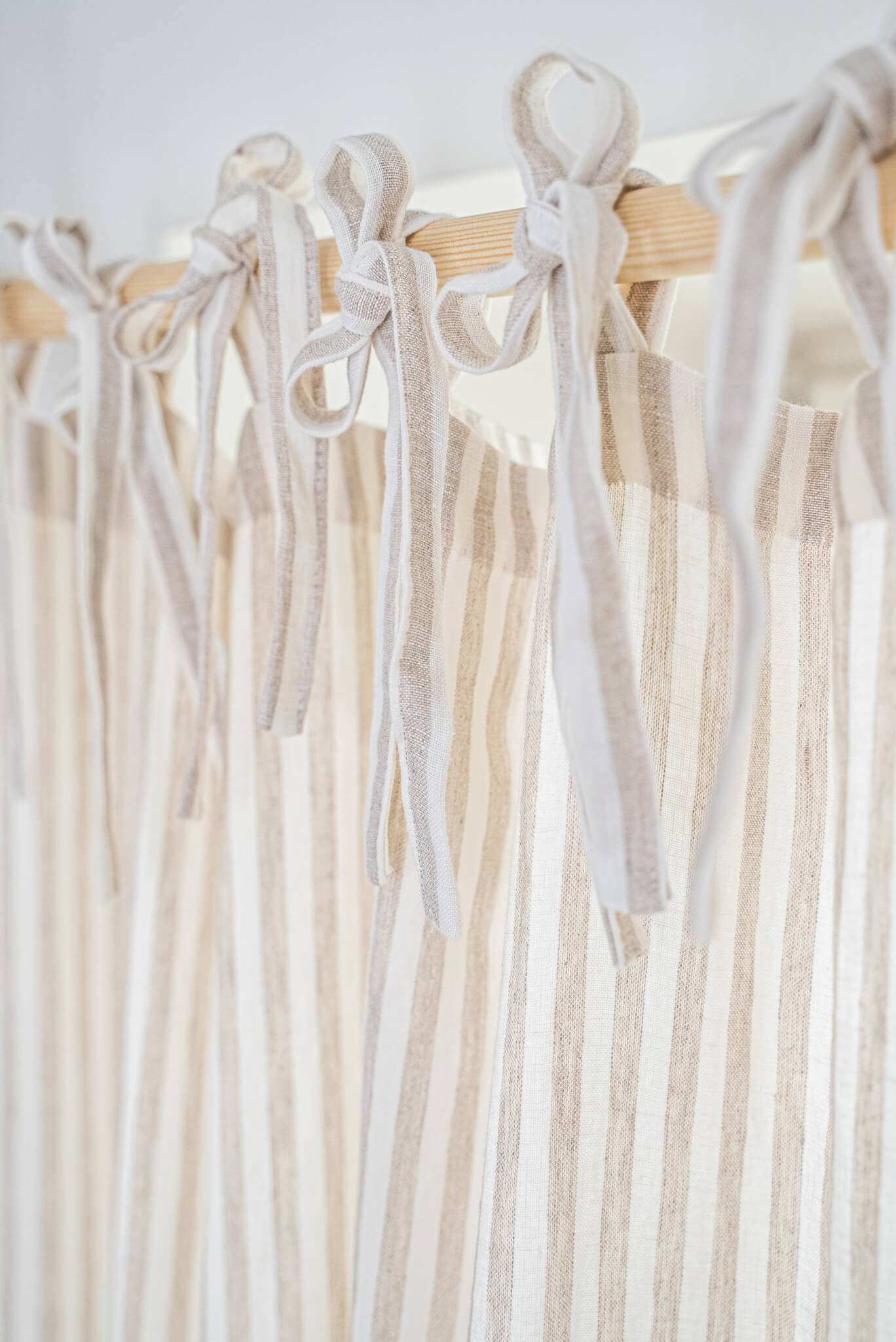 Set of 2 tie top linen curtain panels in various colors (1 pair)