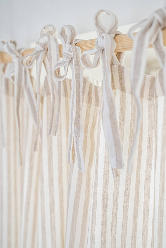 Set of 2 tie top linen curtain panels in various colors (1 pair)