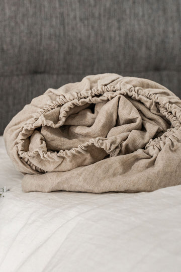 Linen fitted sheet in Natural color